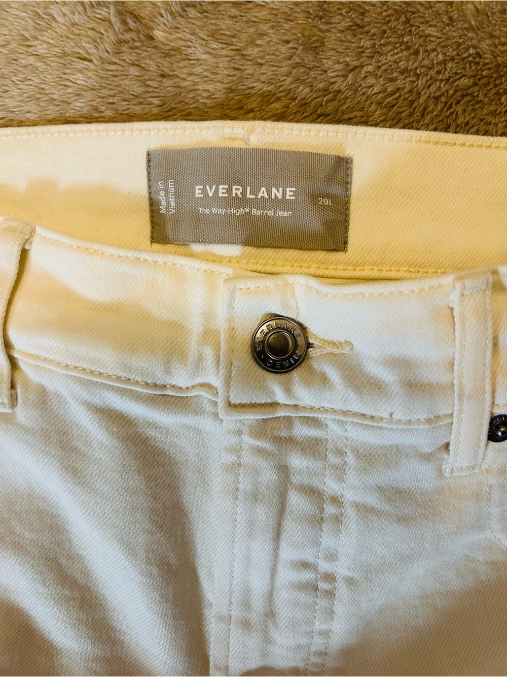 Everlane The Way-High Curve Jeans Calico Ecru Barrel Leg Size 29 - Picture 4 of 5